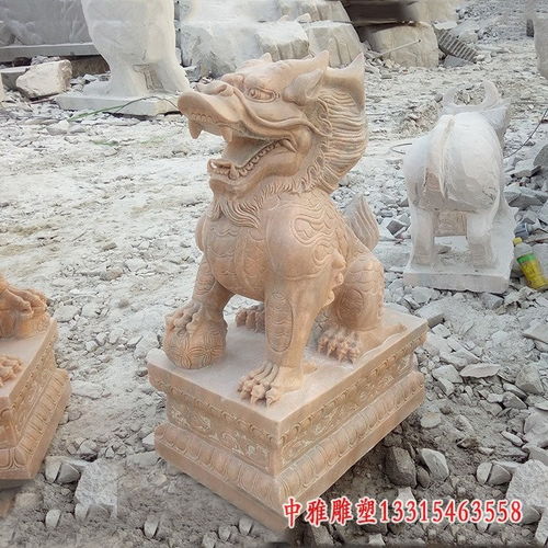 青石麒麟門(mén)墩 南昌麒麟石雕塑訂制