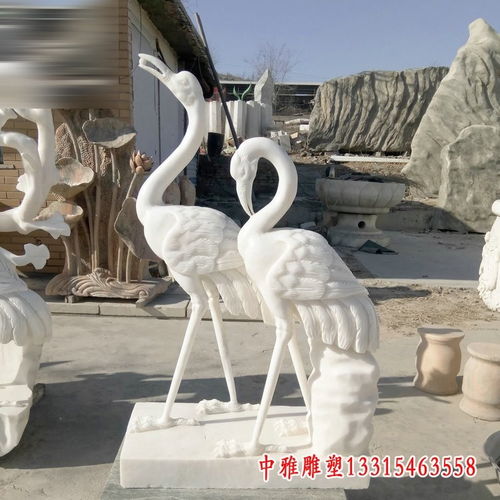晚霞紅仙鶴石雕 忻州仙鶴漢白玉雕塑價格